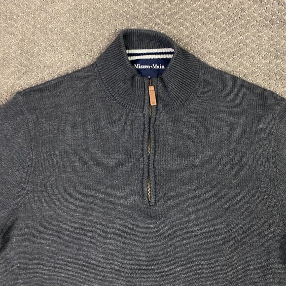 Mizzen + Main Quarter Zip Sweater Men's Small Gray 1/4 Zip Pullover and - Picture 3 of 13